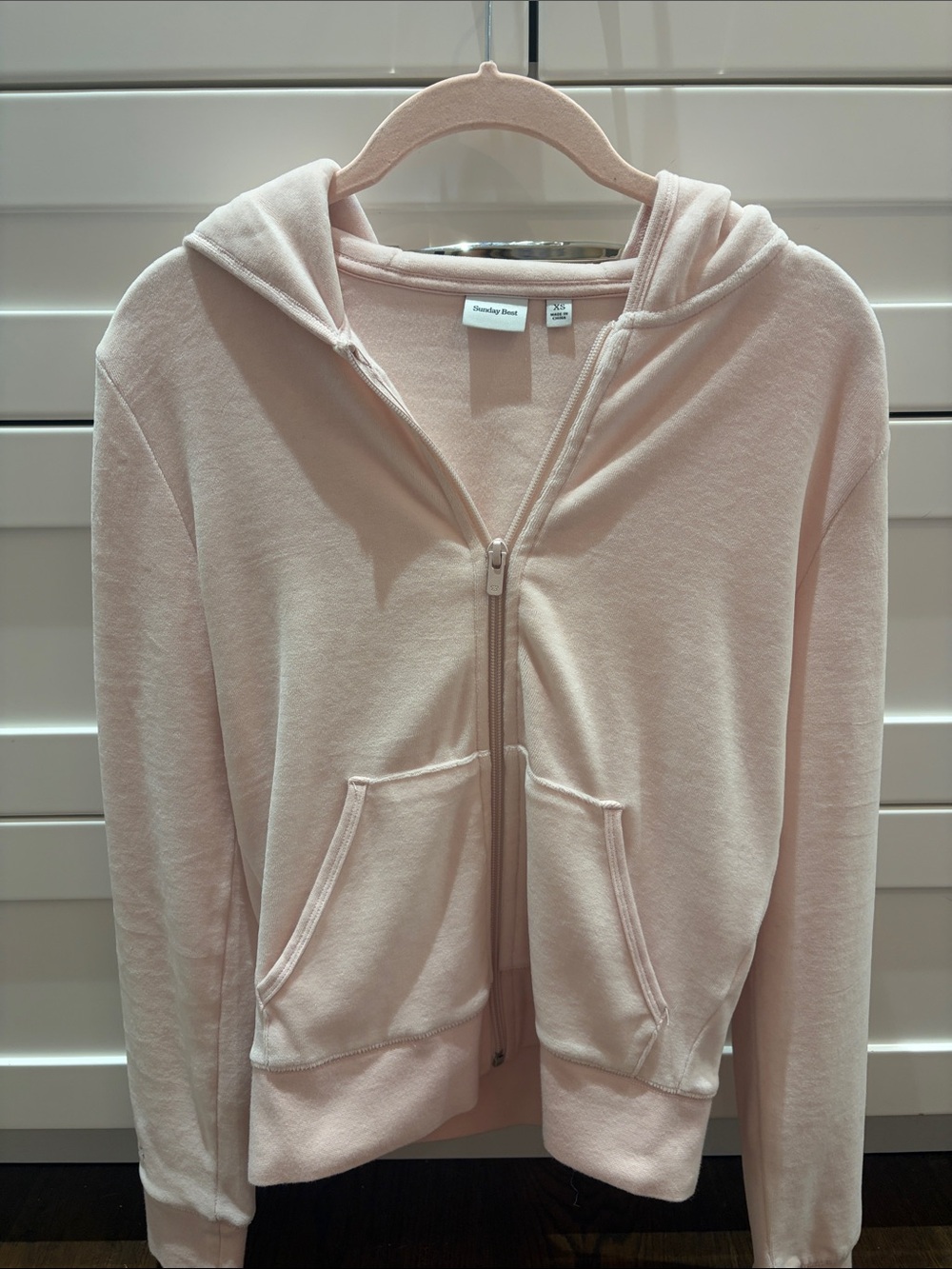 Sunday Best Pale Pink Zip-Up Hoodie